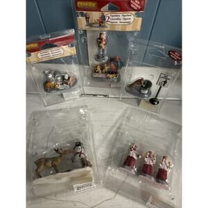 Lot Of 5 Lemax Christmas Village Accessories Dog Squirrel‎ Lights Huge Tree